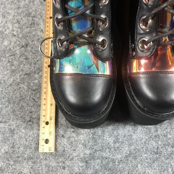 Demonia Swing-115 Platform Boots Womens Size 8 Black Holographic Goth Rave - Picture 11 of 16